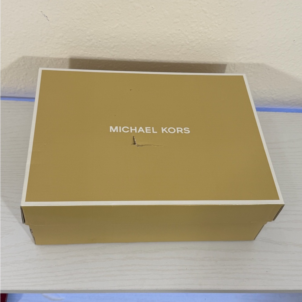 NIB Michael Kors Simone Mid Sandal Pale Gold High Heel Ankle Strap Shoes Sz 7 - Picture 10 of 13